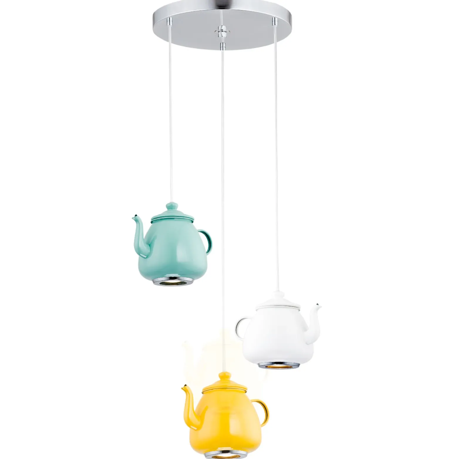 Lámpara colgante Jasse cafetera 3 luces multicolor