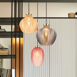 Lámpara colgante Jessica, Ø 45 cm, multicolor, 3 luces, cristal