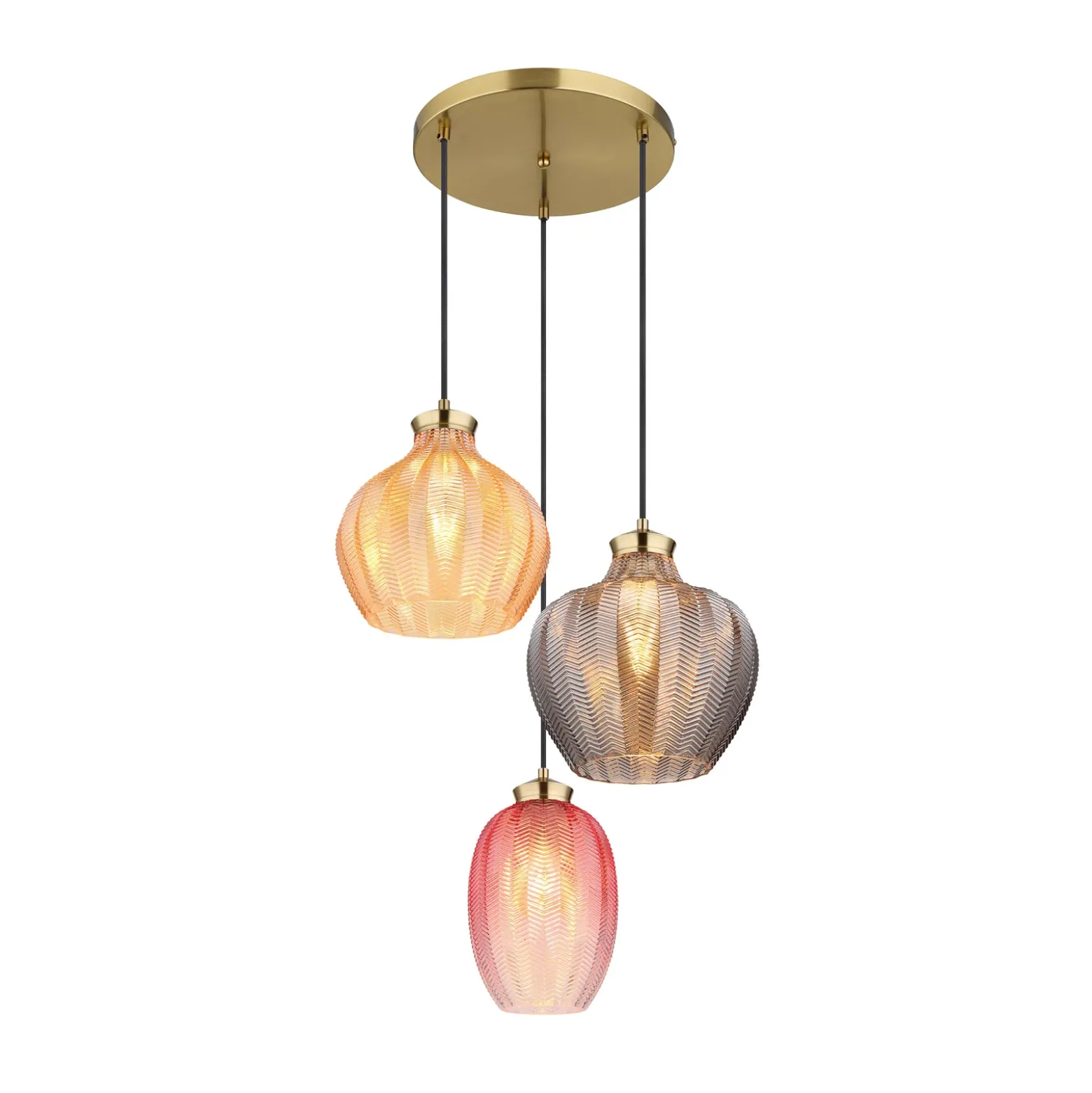 Lámpara colgante Jessica, Ø 45 cm, multicolor, 3 luces, cristal