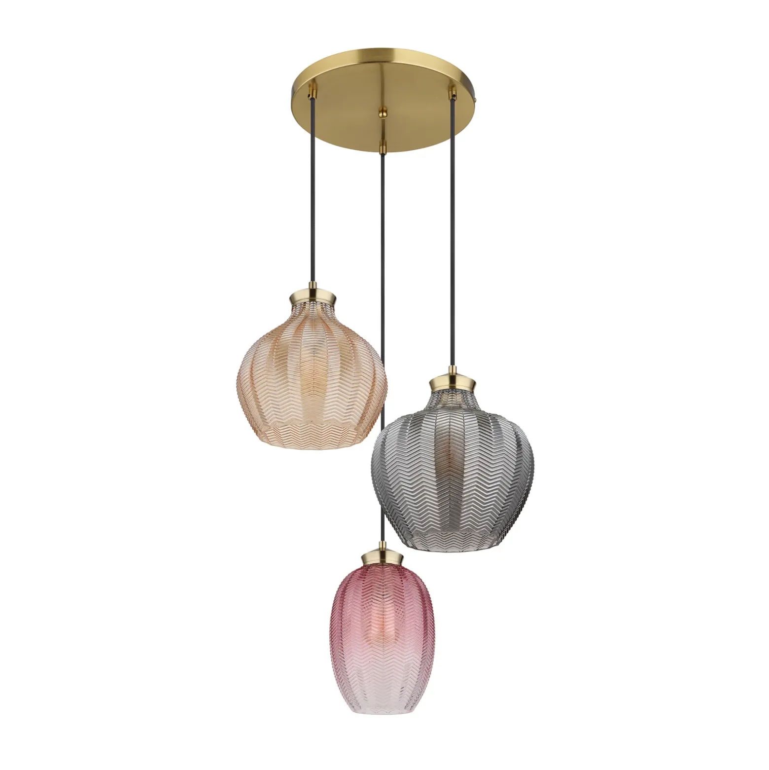Lámpara colgante Jessica, Ø 45 cm, multicolor, 3 luces, cristal