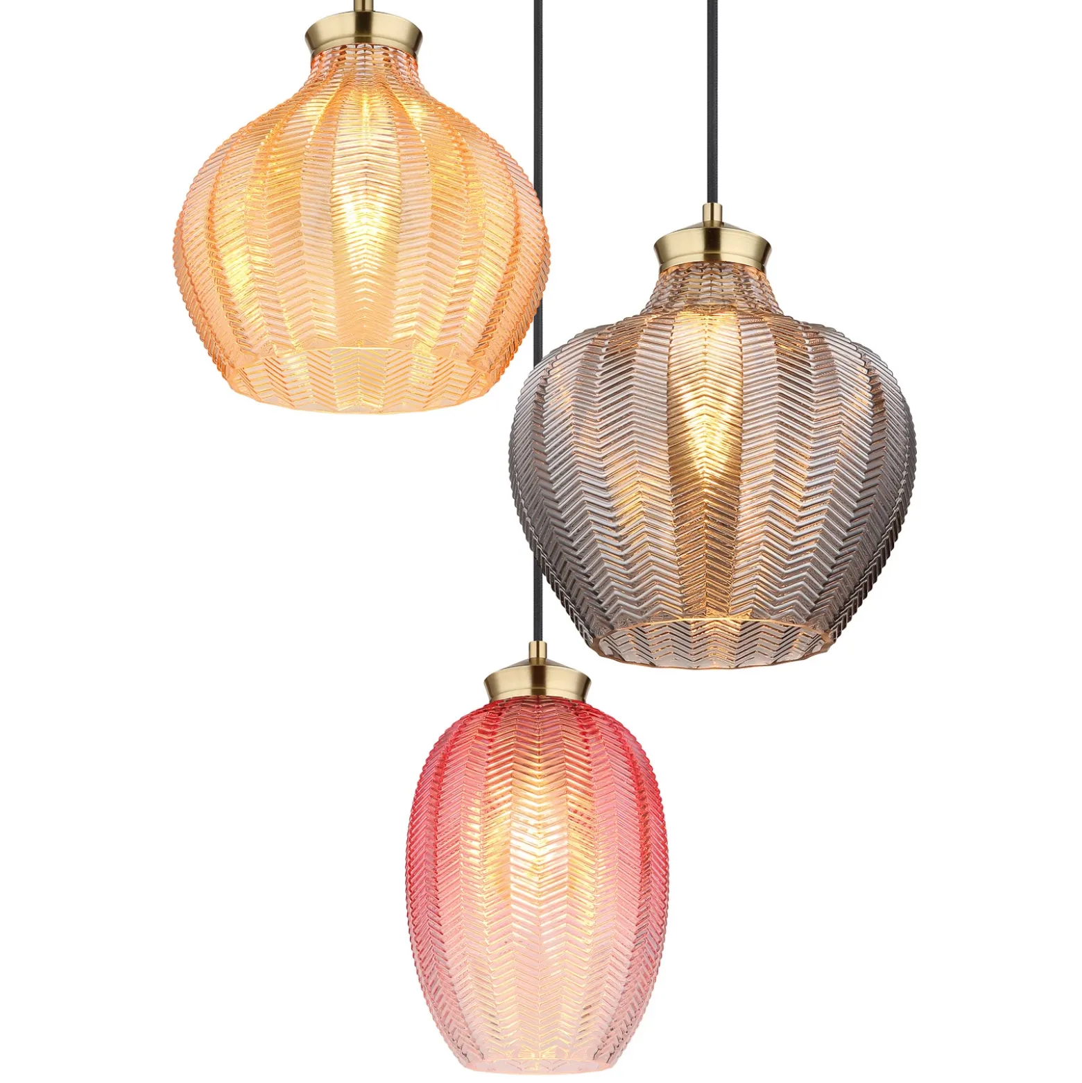 Lámpara colgante Jessica, Ø 45 cm, multicolor, 3 luces, cristal