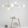 Lámpara colgante Joel, latón/blanco, 6 luces
