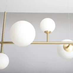 Lámpara colgante Joel, latón/blanco, 6 luces