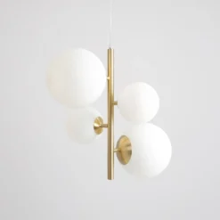 Lámpara colgante Joel, latón/blanco, de 4 luces