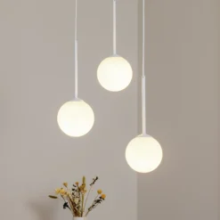 Lámpara colgante Joel, redonda, blanca, 3 luces