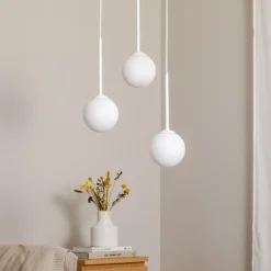 Lámpara colgante Joel, redonda, blanca, 3 luces
