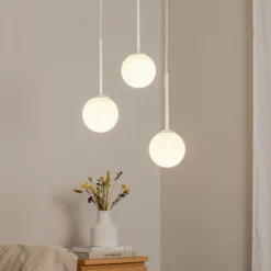 Lámpara colgante Joel, redonda, blanca, 3 luces