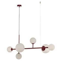Lámpara colgante Joel, rojo vino/blanco, de 6 luces