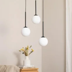Lámpara colgante Joel, rotonda negra/blanca, 3 luces