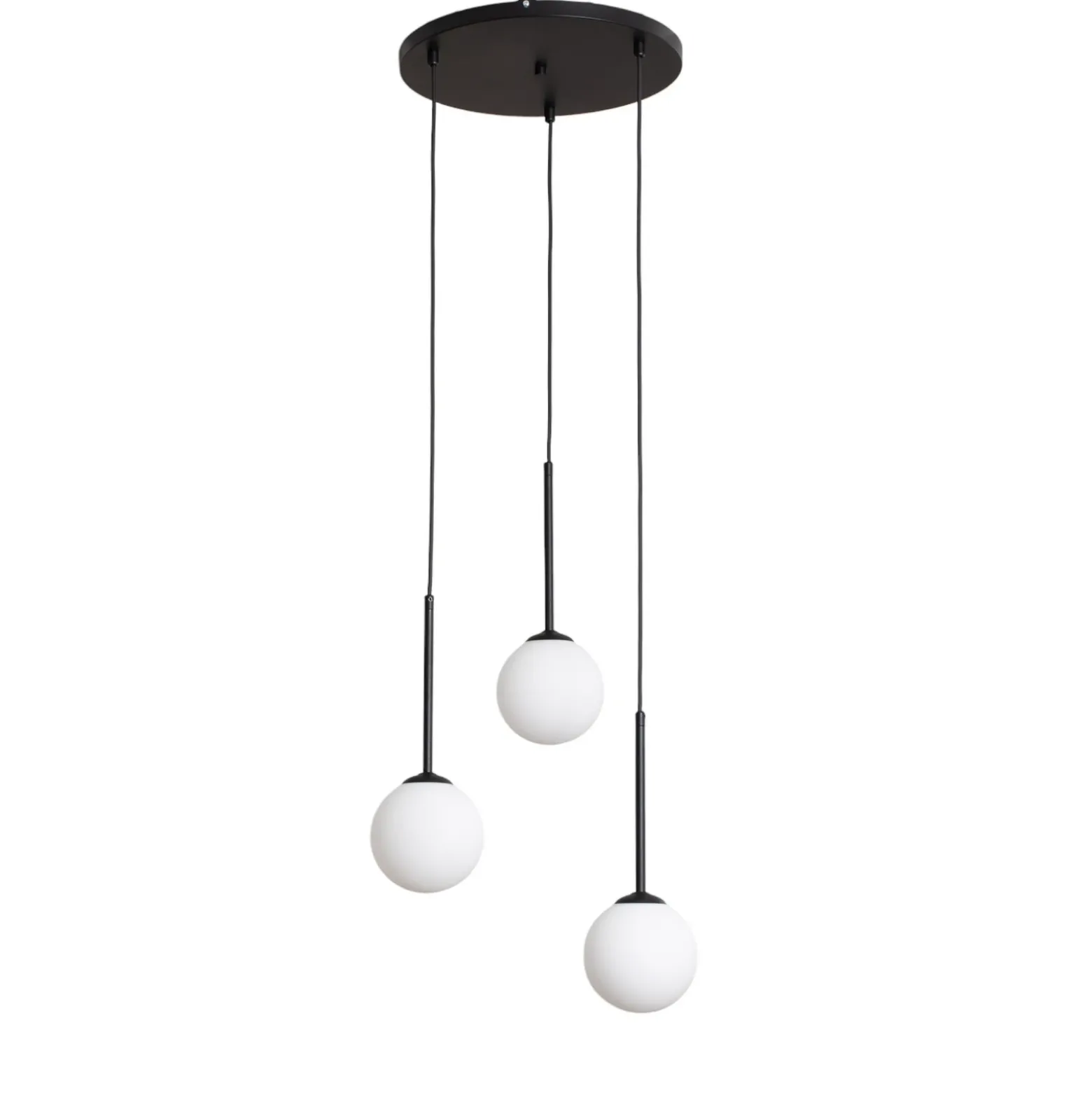 Lámpara colgante Joel, rotonda negra/blanca, 3 luces