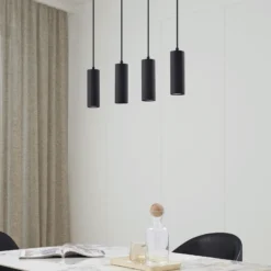Lámpara colgante Joffrey de Lindby, 76 cm, negra, 4 luces, GU10