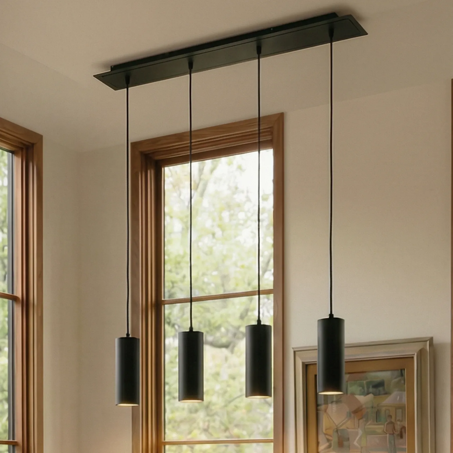 Lámpara colgante Joffrey de Lindby, 76 cm, negra, 4 luces, GU10