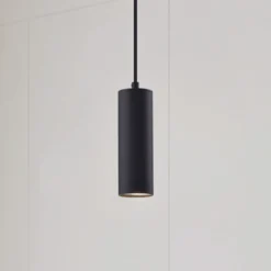Lámpara colgante Joffrey de Lindby, Ø 6 cm, negra, metal, GU10