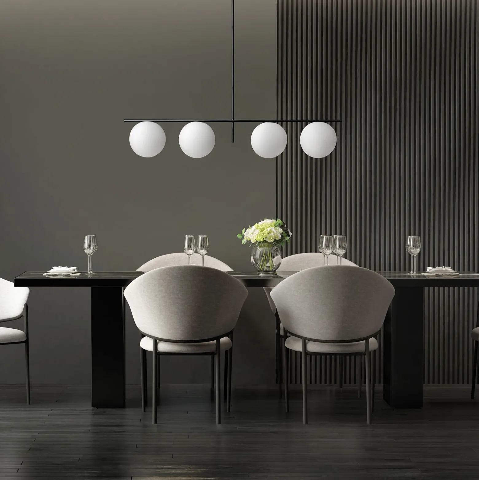 Lámpara colgante Jugen, negro, 4 luces