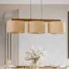 Lámpara colgante Juta, 3 luces, lineal