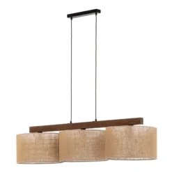 Lámpara colgante Juta, 3 luces, lineal