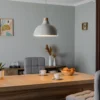 Lámpara colgante Kaitt, beige, Ø 34 cm, detalle de madera