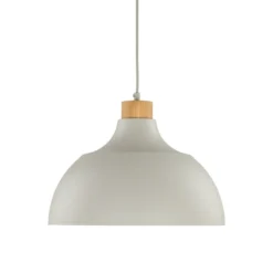 Lámpara colgante Kaitt, beige, Ø 34 cm, detalle de madera