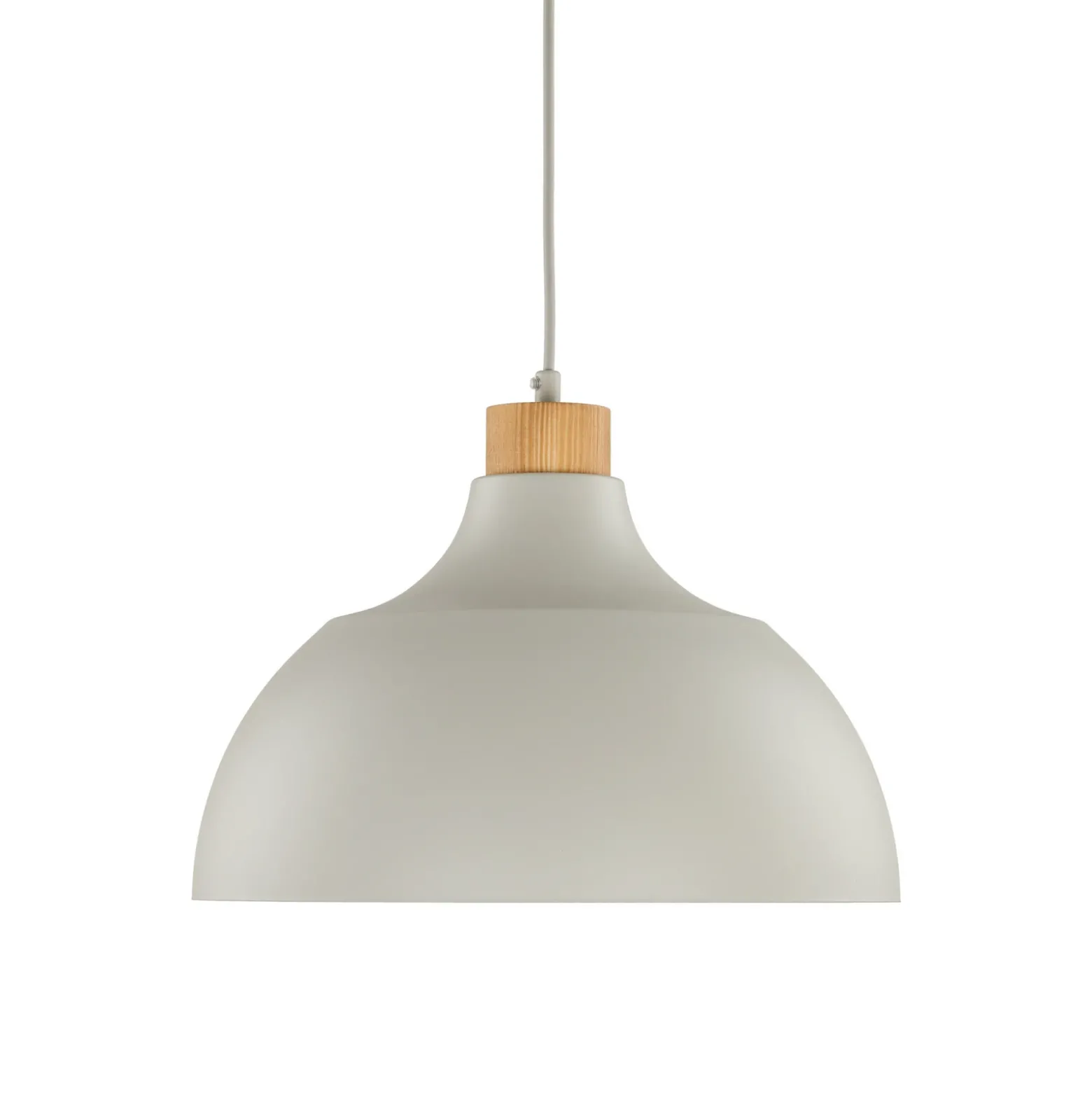 Lámpara colgante Kaitt, beige, Ø 34 cm, detalle de madera