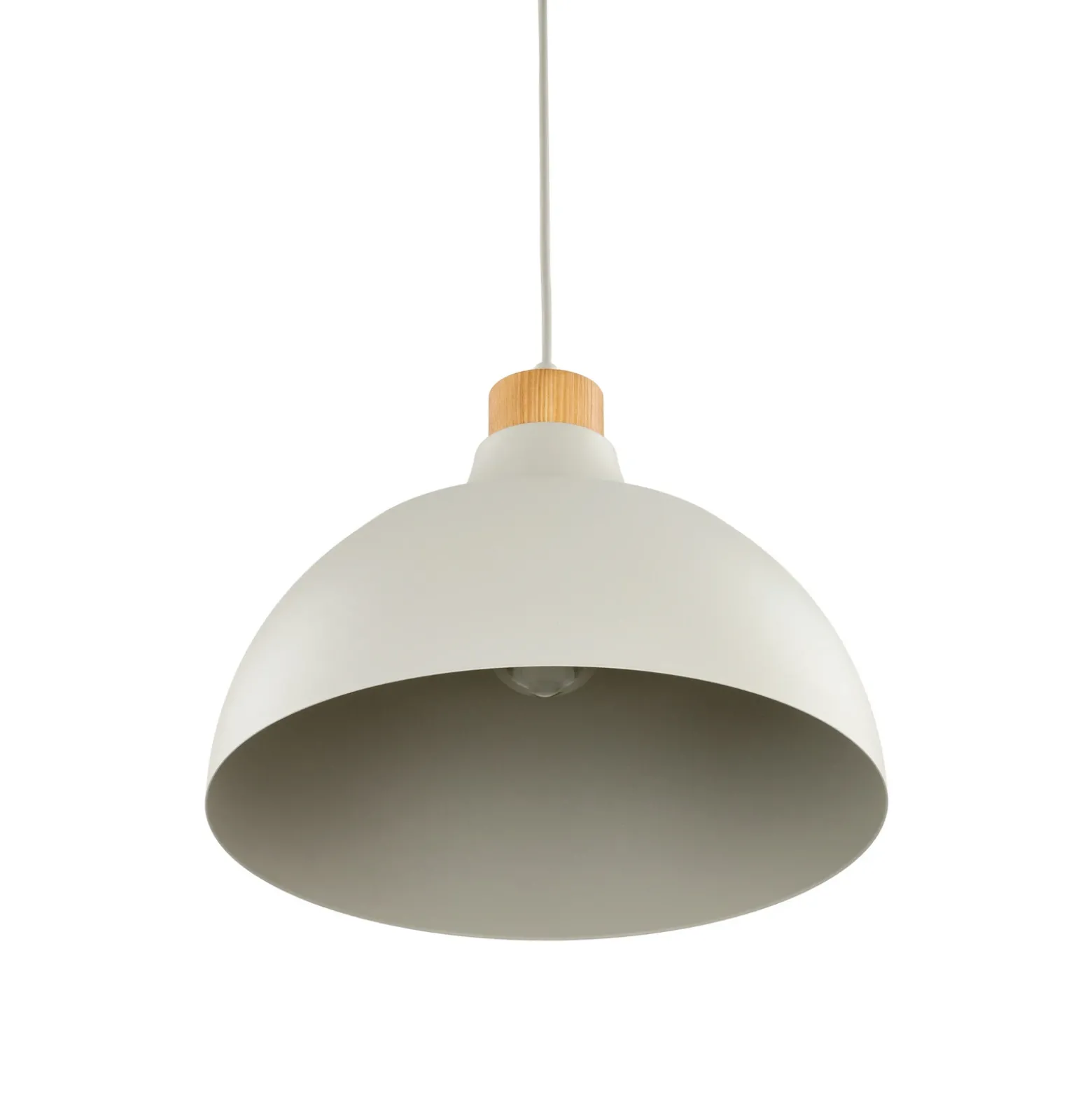 Lámpara colgante Kaitt, beige, Ø 34 cm, detalle de madera