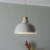 Lámpara colgante Kaitt, beige, Ø 34 cm, detalle de madera