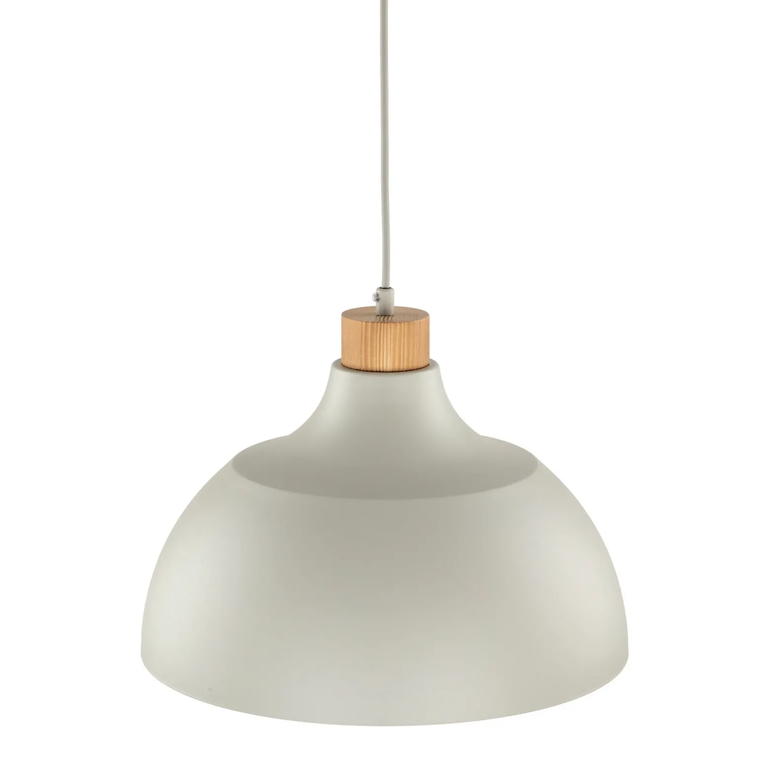 Lámpara colgante Kaitt, beige, Ø 34 cm, detalle de madera