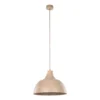 Lámpara colgante Kaitt de Envostar, color arena, Ø 34 cm, detalle de madera
