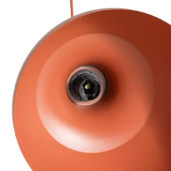 Lámpara colgante Kaitt, rojo teja, Ø 34 cm, detalle en madera
