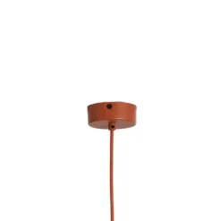 Lámpara colgante Kaitt, rojo teja, Ø 34 cm, detalle de madera