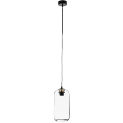 Lámpara colgante Kaja con pantalla de cristal larga, transparente