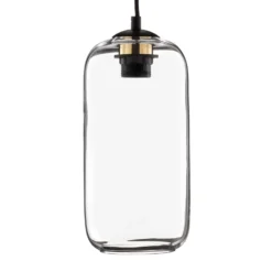 Lámpara colgante Kaja con pantalla de cristal larga, transparente
