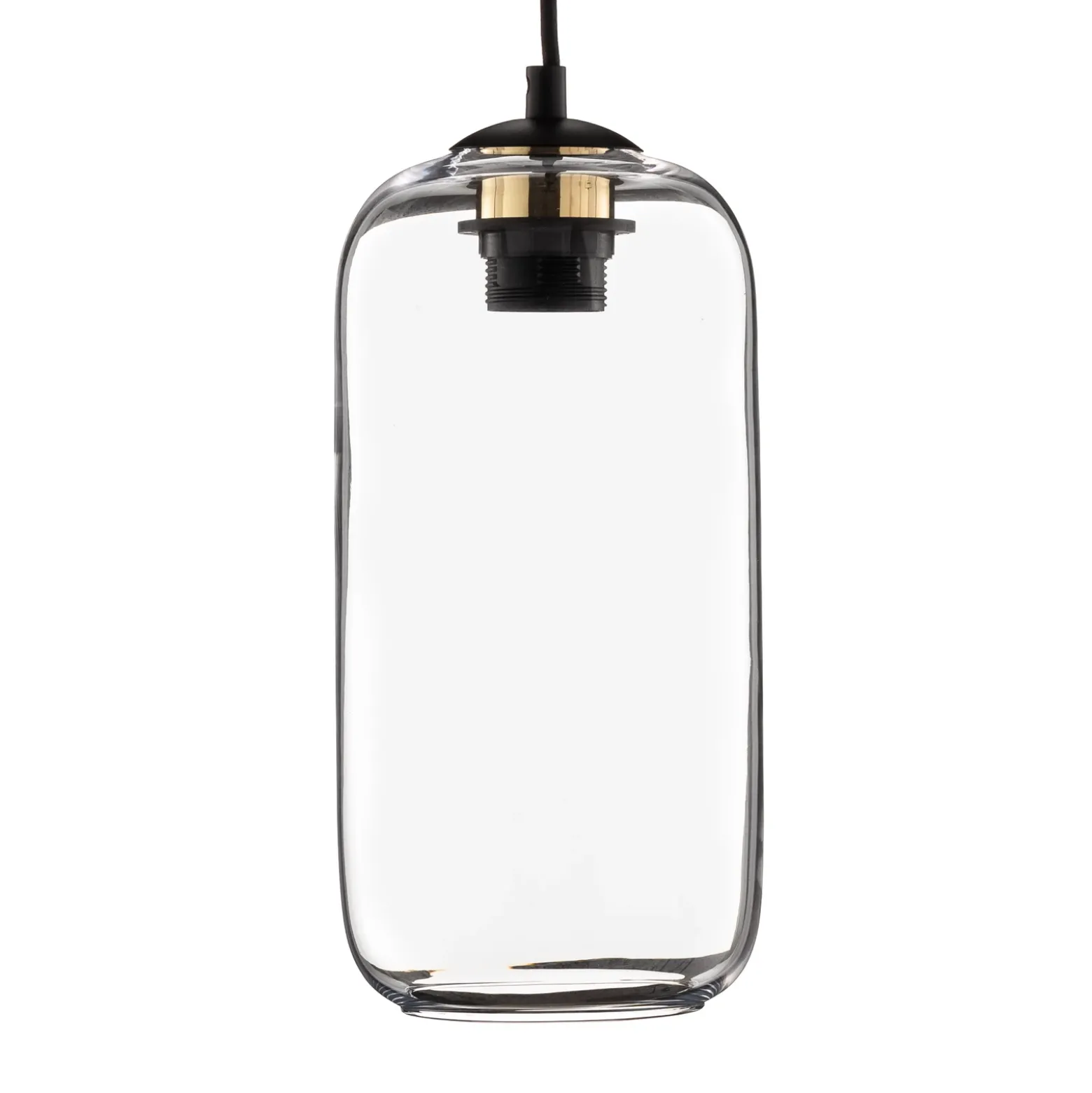 Lámpara colgante Kaja con pantalla de cristal larga, transparente
