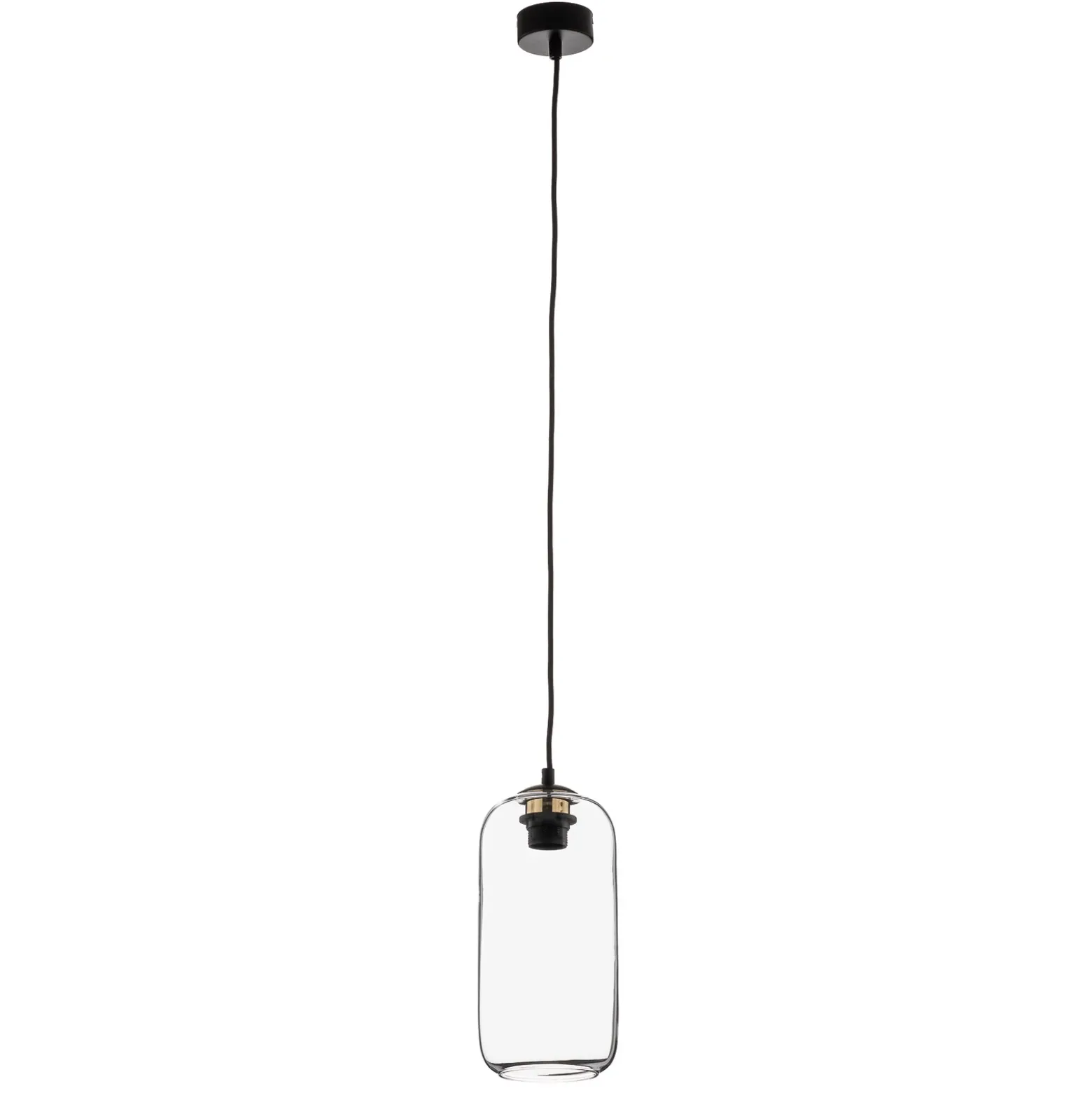 Lámpara colgante Kaja con pantalla de cristal larga, transparente