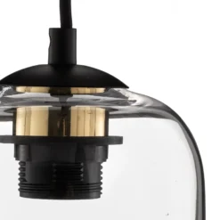Lámpara colgante Kaja con pantalla de cristal larga, transparente