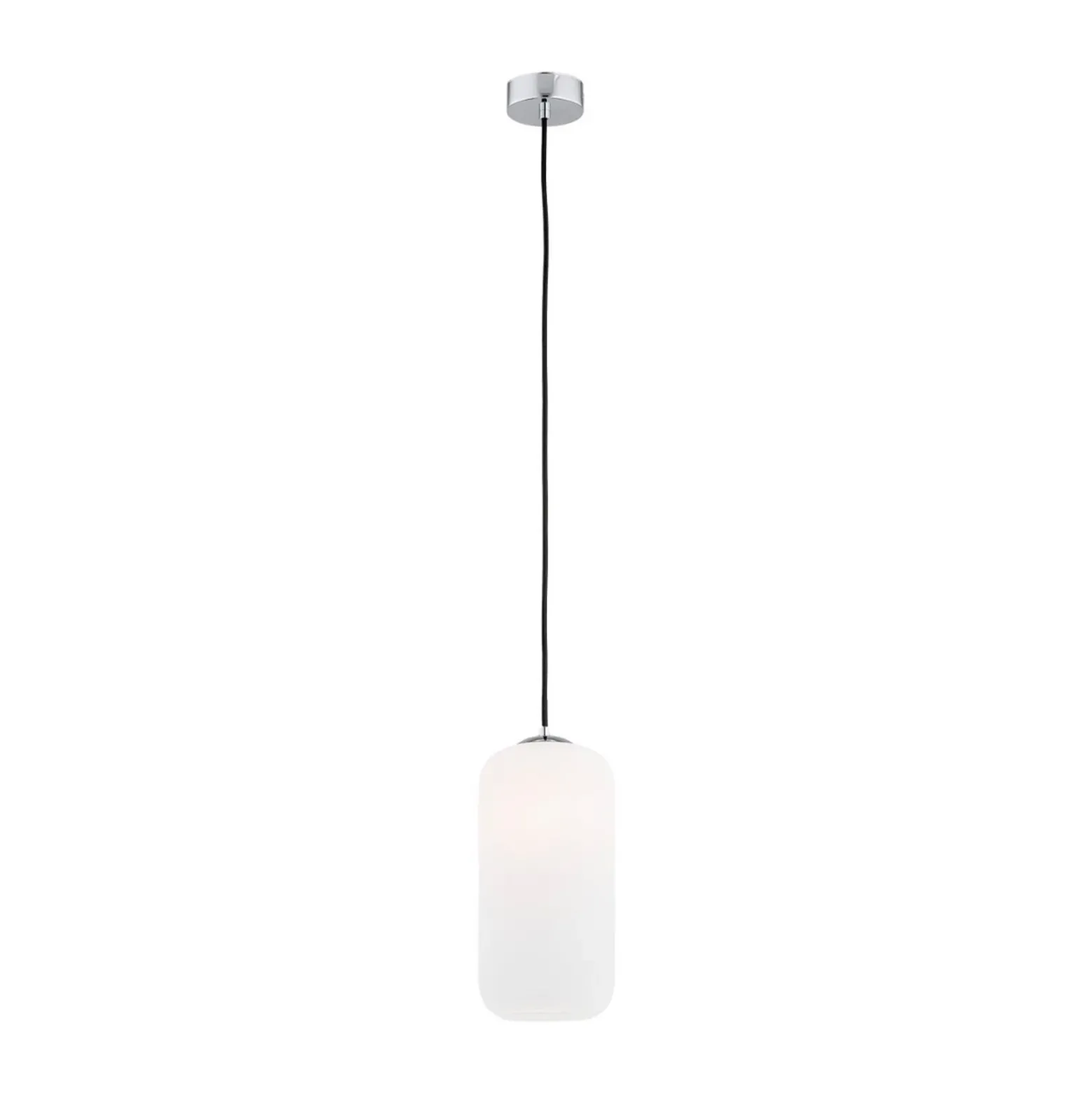 Lámpara colgante Kaja con pantalla de cristal larga, opalina