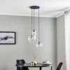 Lámpara colgante Kaja de 3 luces, pantallas de cristal transparente