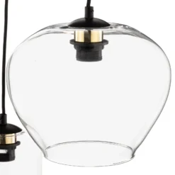 Lámpara colgante Kaja de 3 luces, pantallas de cristal transparente