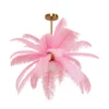 Lámpara colgante KARE Feather Palm, rosa, plumas, Ø 87 cm, G9