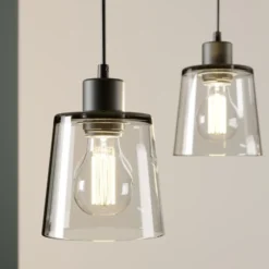 Lámpara colgante Karrl, 3 luces, gris humo/gris