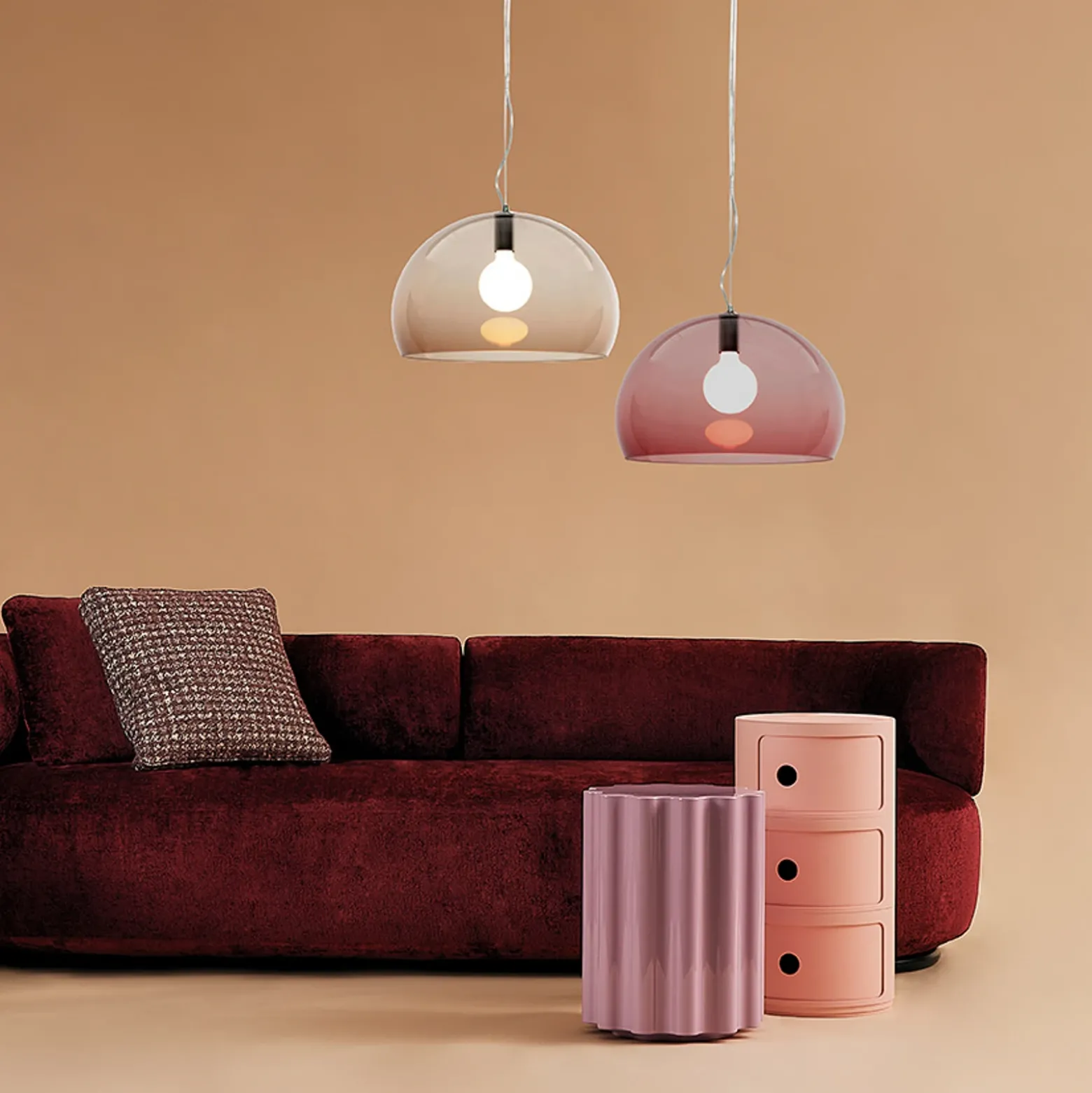 Lámpara colgante Kartell FL/Y, Ø 52 cm, marrón