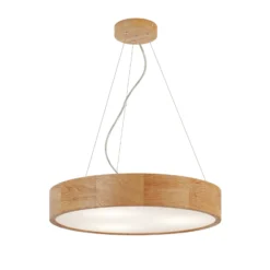 Lámpara colgante Kerio, Ø 47 cm, madera de roble