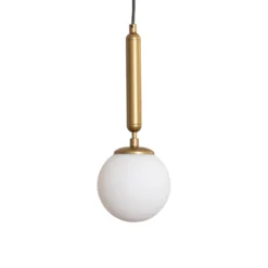 Lámpara colgante King, dorada/ópalo, cristal, Ø 15 cm, E14