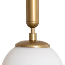 Lámpara colgante King, dorada/ópalo, cristal, Ø 15 cm, E14