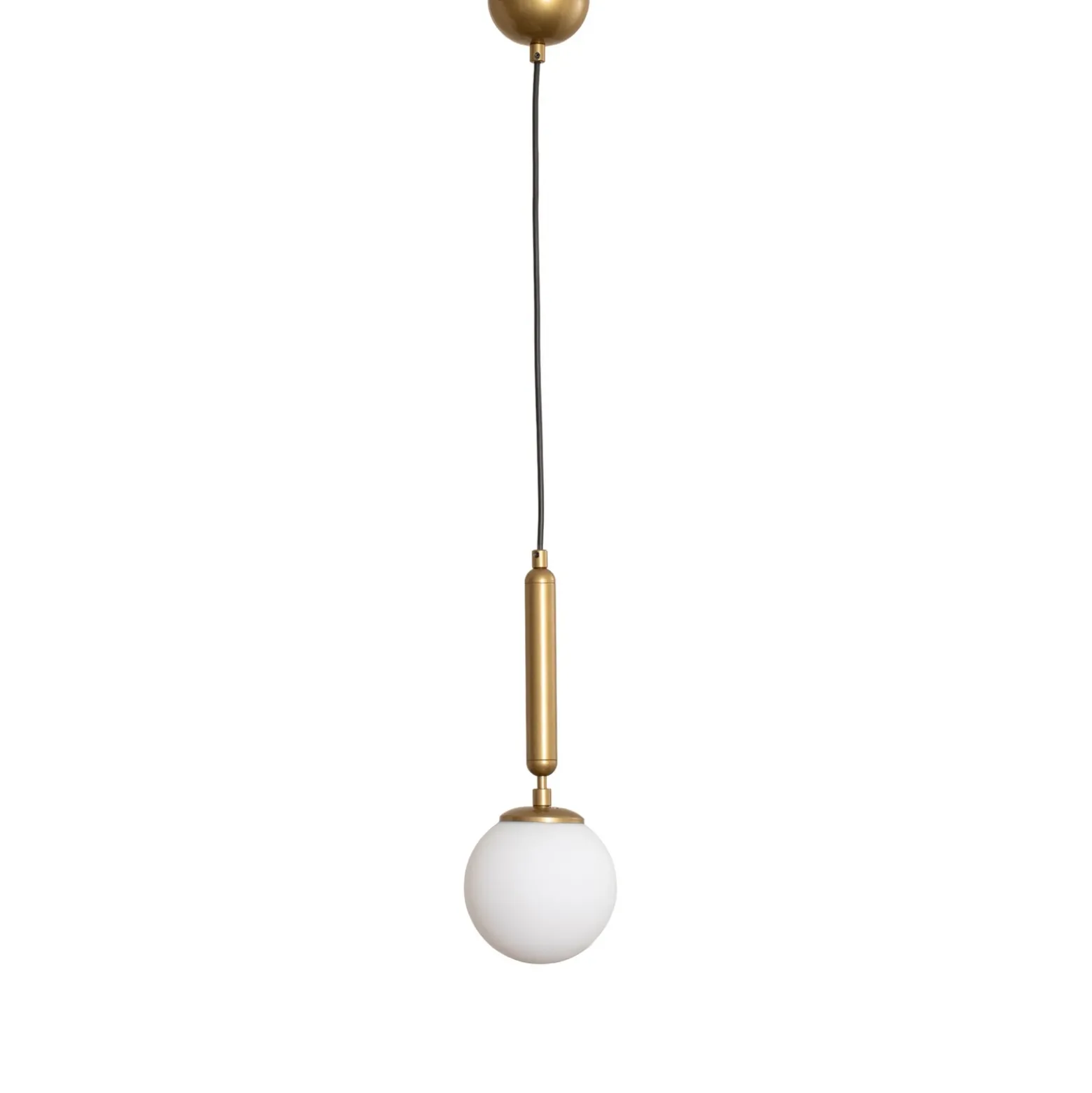 Lámpara colgante King, dorada/ópalo, cristal, Ø 15 cm, E14