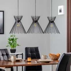 Lámpara colgante Kirpi 3088 3 luces lineal negro
