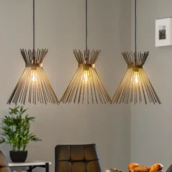 Lámpara colgante Kirpi 3088 3 luces lineal negro