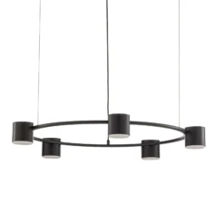 Lámpara colgante Kodo, 5 luces, negro, acero, GX53