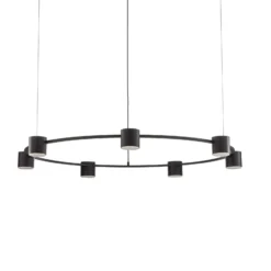 Lámpara colgante Kodo, 7 luces, negro, acero, GX53