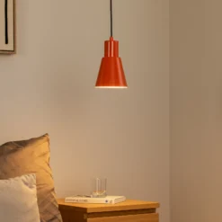 Lámpara colgante Konikkem, naranja, metal, Ø 14 cm, E27