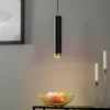 Lámpara colgante Kumo larga negra/dorada 1 luz